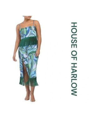 House of Harlow 1960 Tropical Fringe 2-Piece Skirt Set Size Medium New With Tags